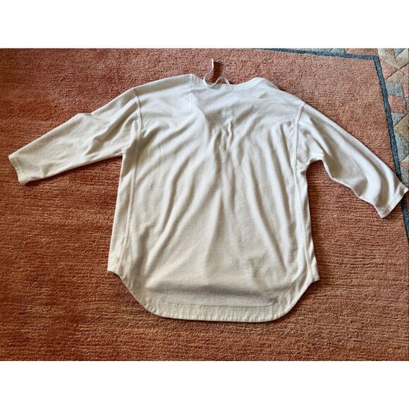 Madewell Lace Up 3/4 Sleeve Pullover Top Off White Casual Cotton Blend - Picture 6 of 6